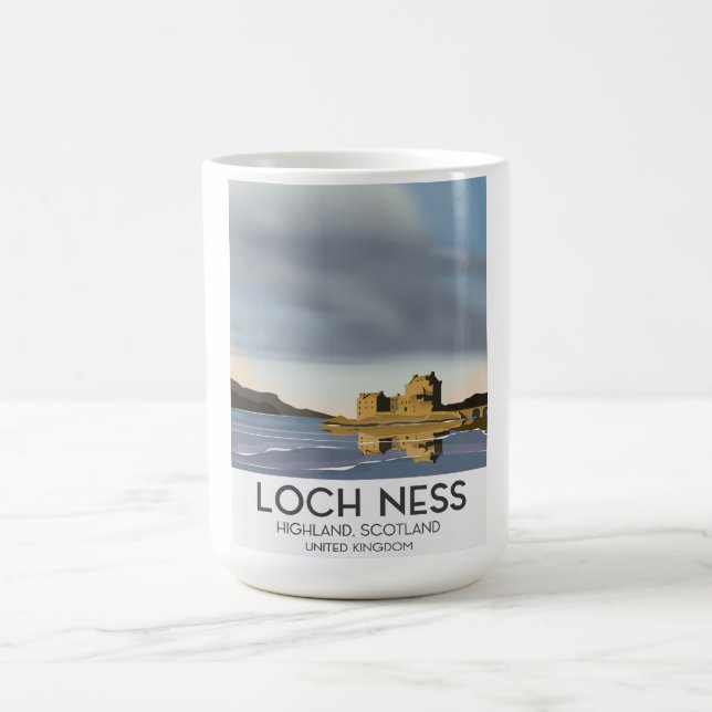 Loch Ness, Highlands, Scotland travel poster Magic Mug (Center)