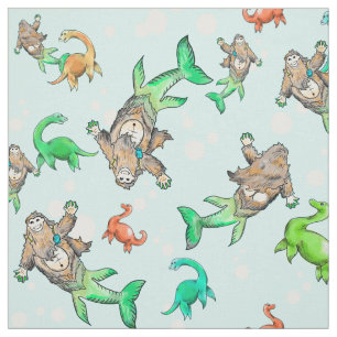 Loch Ness Merm-squatch mermaid sasquatch fabric