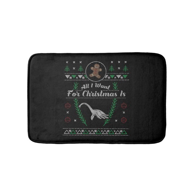 Loch Ness Monster Christmas Ugly Shirt Bath Mat (Front)