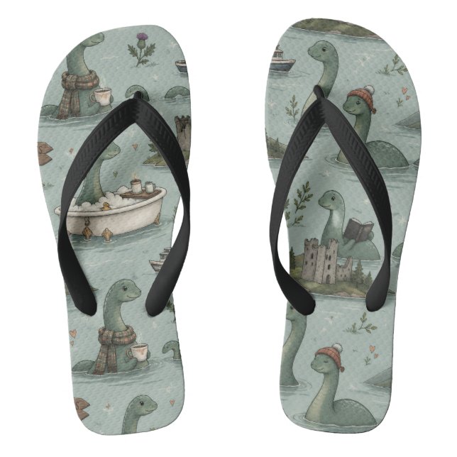 Loch Ness Monster  Flip Flops (Footbed)