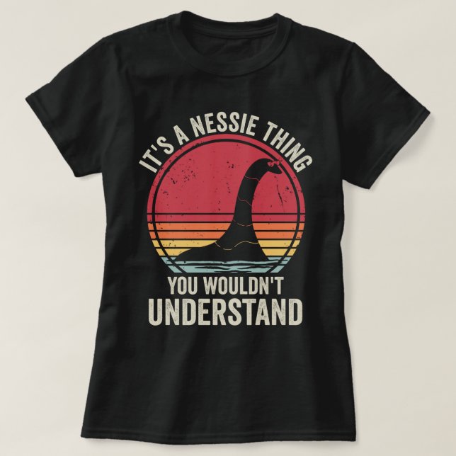 Loch Ness Monster Funny T-Shirt (Design Front)