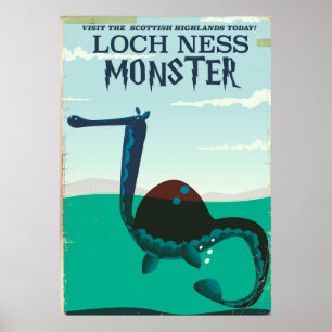 Loch Ness Monster funny travel poster