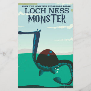 Loch Ness Monster funny travel poster Stationery