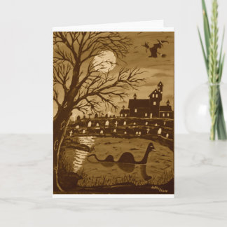 Loch Ness Monster On Halloween Card