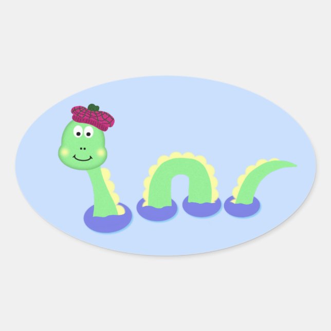 Loch Ness Monster Oval Sticker (Front)
