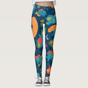 Loch Ness Monster Rainbow Colourful Pattern Leggings