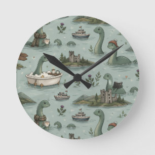 Loch Ness Monster  Round Clock