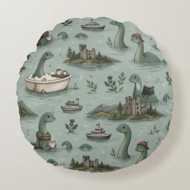 Loch Ness Monster  Round Cushion (Front)