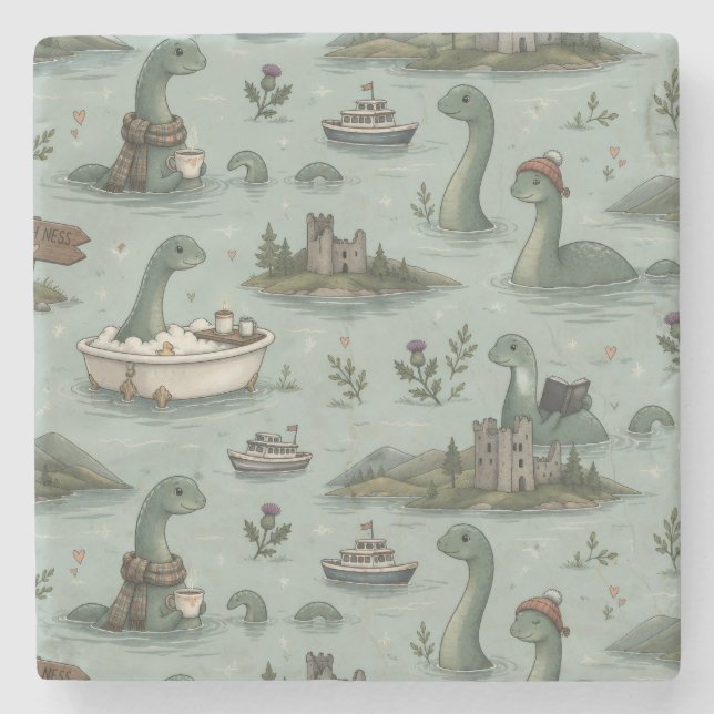 Loch Ness Monster  Stone Coaster (Front)