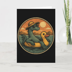 Loch Ness Monster Summer Vacation Float Retro Grap Card