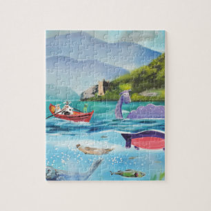 Loch Ness monster underwater painting G BRUCE Jigsaw Puzzle