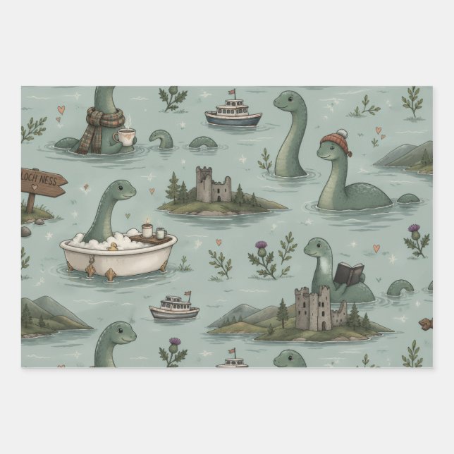 Loch Ness Monster  Wrapping Paper Sheet (Front)