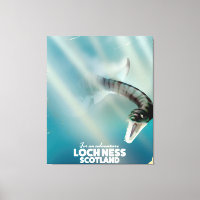 Loch Ness Scotland monster vintage travel poster