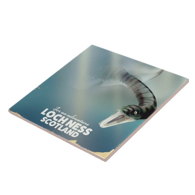 Loch Ness Scotland monster vintage travel poster Tile (Side)