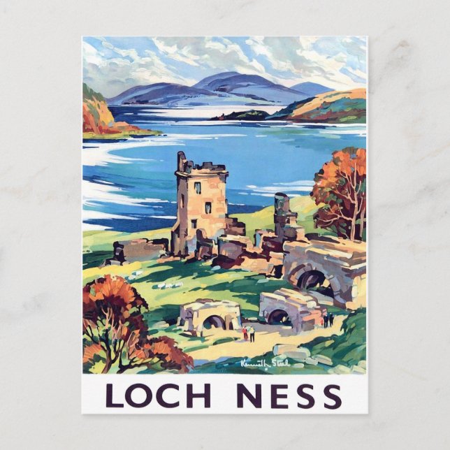 Loch Ness, Scotland, vintage travel Postcard (Front)
