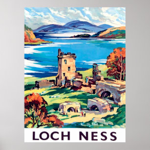 Loch Ness, Scotland, vintage travel Poster