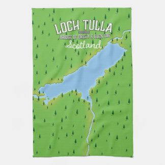 Loch Tulla Scotland Travel poster Map Tea Towel