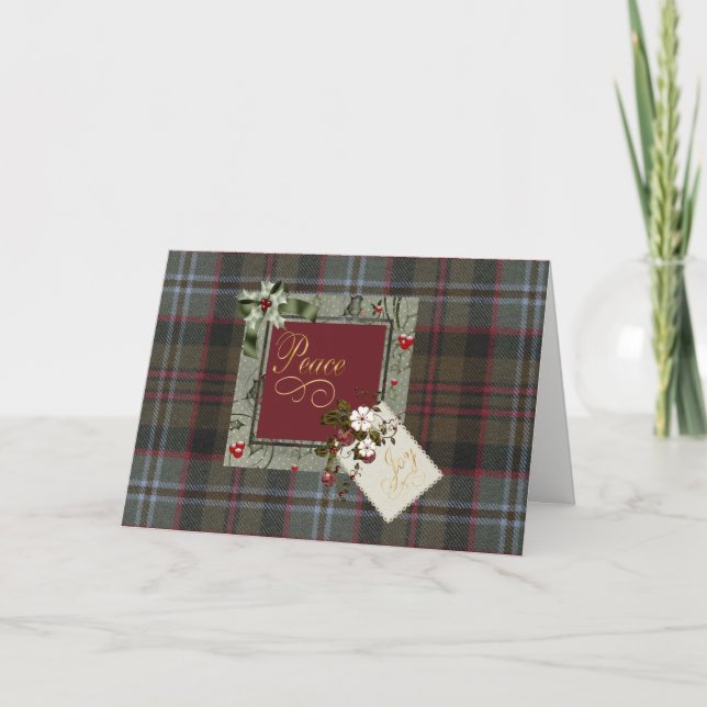 Lochaber Tartan Christmas Peace Holiday Card (Front)
