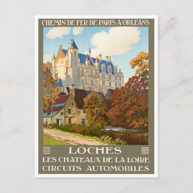 Loches France vintage travel Postcard (Front)