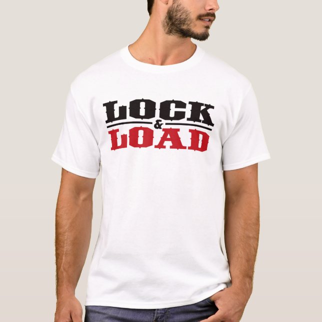 Lock and Load - Black and Red T-Shirt (Front)