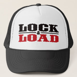 Lock and Load - Black and Red Trucker Hat