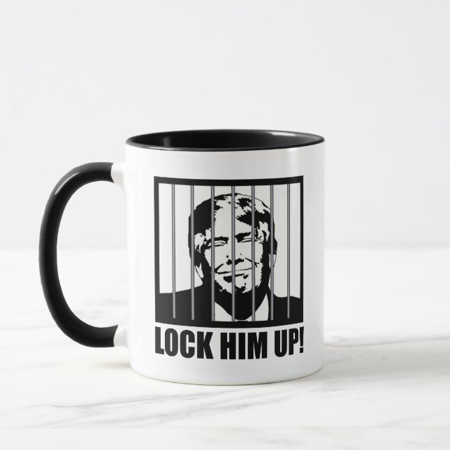 Lock Him Up! Anti-Trump Political Humour Mug (Left)