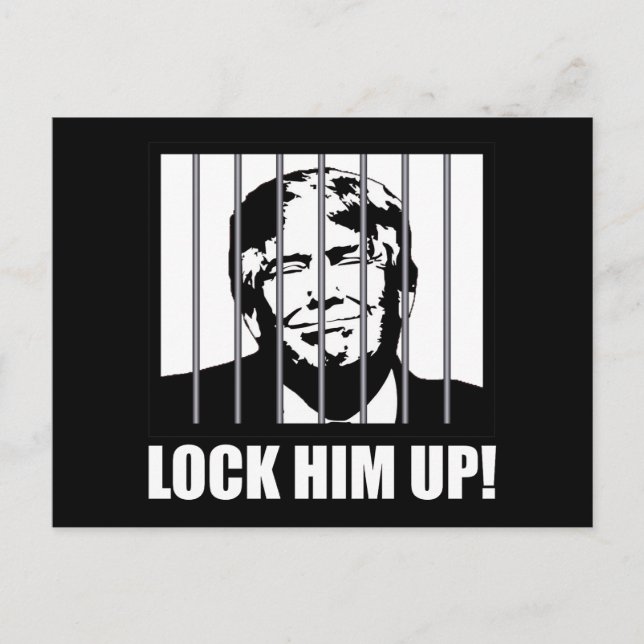 Lock Him Up! Anti-Trump Political Humour Postcard (Front)