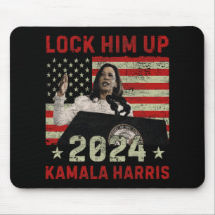 Lock Him Up Kamala Harris 2024 Us Flag Democratic Mouse Mat