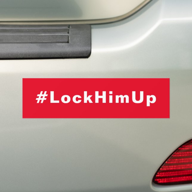 Lock him up #LockHimUp red white Bumper Sticker (On Car)