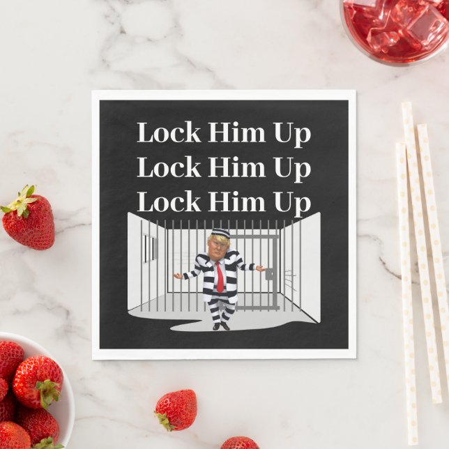 Lock Him Up Trump Paper Cup Napkin (Insitu)