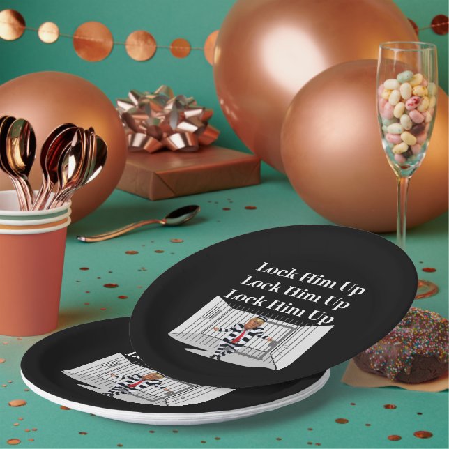 Lock Him Up Trump Paper Plate (Multi)