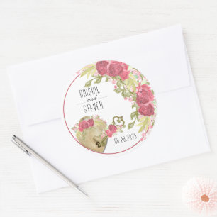 Lock & Key Round Wedding Sticker