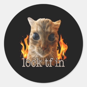 Lock tf in cat classic round sticker