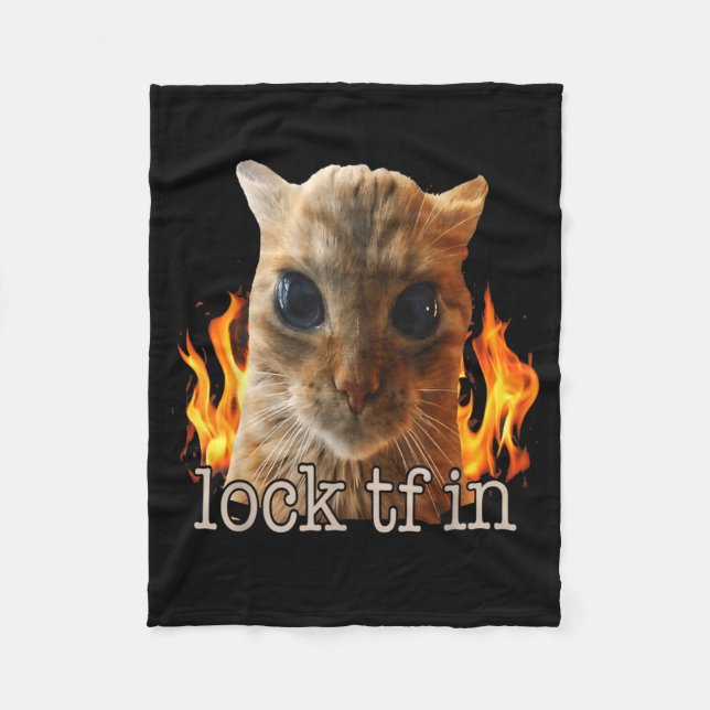 Lock tf in cat fleece blanket (Front)