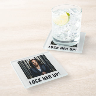 Lock Up Kamala  Glass Coaster
