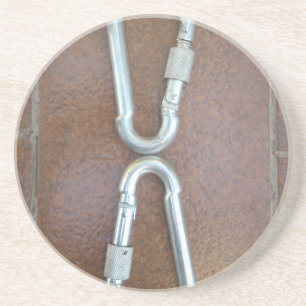 Locked In: Durable Steel Carabiner Lock Design Coaster