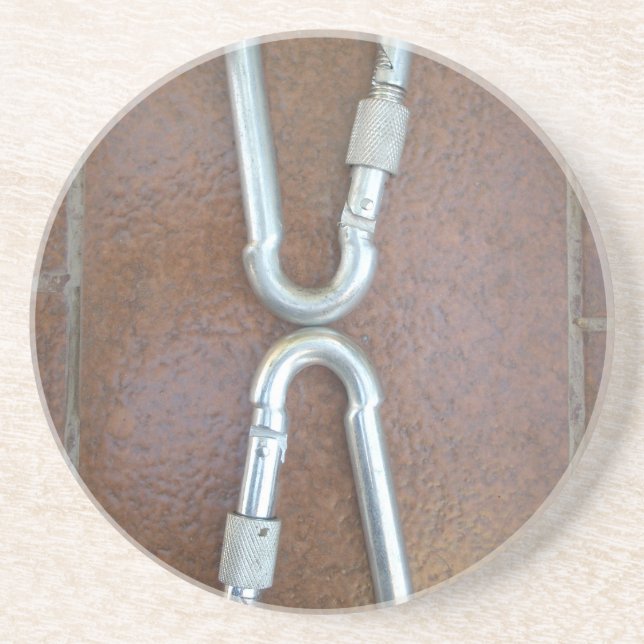 Locked In: Durable Steel Carabiner Lock Design Coaster (Front)