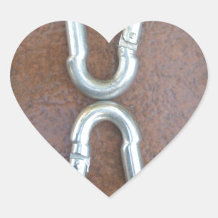 Locked In: Durable Steel Carabiner Lock Design Heart Sticker