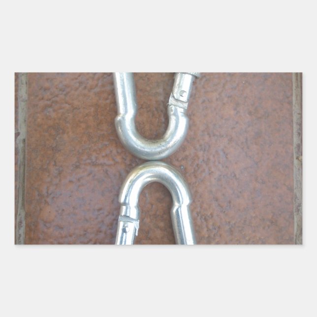 Locked In: Durable Steel Carabiner Lock Design Rectangular Sticker (Front)