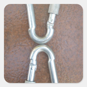 Locked In: Durable Steel Carabiner Lock Design Square Sticker