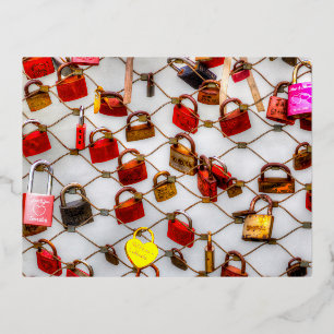 Locked In Love Foil Holiday Postcard