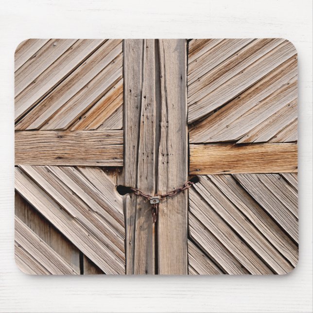 Locked Wooden Doors Mouse Mat (Front)