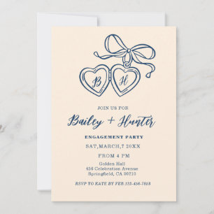 Locket Illustration Heart Locket Engagement Party Invitation