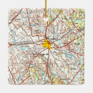 Lockhart TX Topo Map Ceramic Ornament