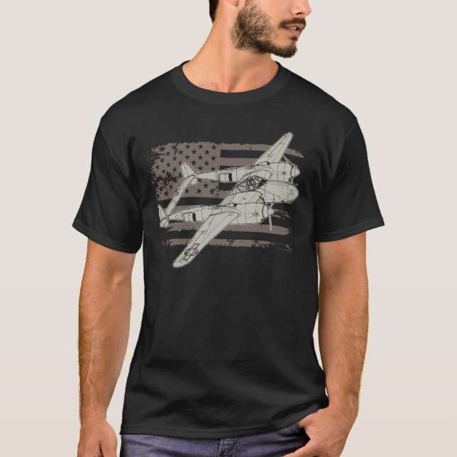 Lockheed P-38 American Fighter Plane T-Shirt (Front)