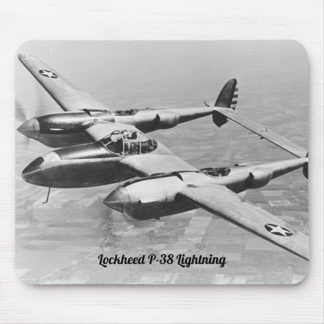 Lockheed P-38 Lightning aircraft photograph Mouse Mat (Front)