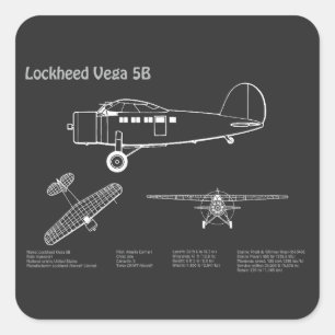 Lockheed Vega 5B - Aeroplane Plans PD Square Sticker