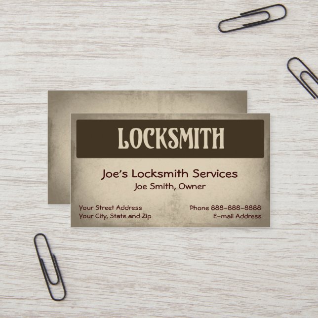 Locksmith Business Card (Front/Back In Situ)