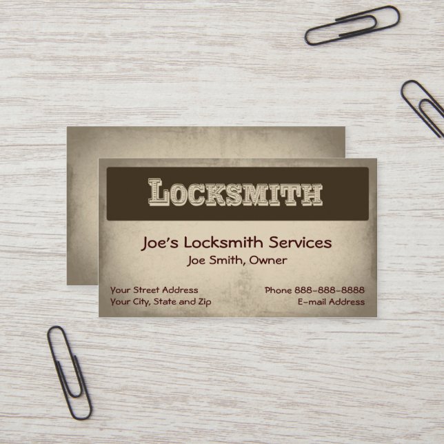 Locksmith Business Card (Front/Back In Situ)