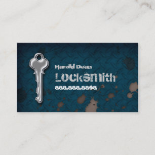 Locksmith Business Card Grunge blue